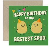 Divertente biglietto di compleanno per migliore amico, migliore spudo, scherzo di patate, per lui, lei, fidanzato, moglie, marito, bestie, quadrato, interno bianco con busta di alta qualità