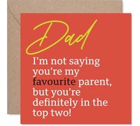 Divertente biglietto di compleanno per papà - Lode giocoso per papà - design audace rosso e giallo con due scherzi per genitori - Sure to Spark a Grin, festa del papà - quadrato da 145 mm, busta