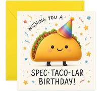 Divertente biglietto di compleanno per uomini, donne, ragazzo ragazza, Spec-taco-lar Joke Humour Pun, per collega, sorella, fratello, figlio, figlia, nipote, quadrato, interno bianco con busta di alta