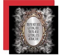 Divertente biglietto di compleanno uomini e donne motivo: fumetti e specchi biglietto di auguri fratello sorella mamma papà 145 mmx145 mm scherzo umorismo 30 ° 40° 50° compleanno