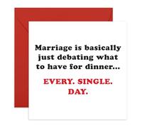 Divertente biglietto di vita coniugale - cena dibattito - marito, moglie, fidanzato, fidanzata, partner, mamma, papà, lui, lei, anniversario di matrimonio, scherzi - viene fornito con adesivi