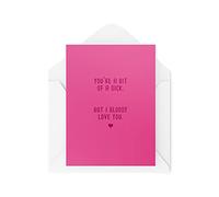 Divertente biglietto per coppie, marito, moglie, con scritta in lingua inglese "You're a Bit Of A D*ck, for her for him I Love You Anniversary romantico regalo di San Valentino CBH454