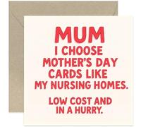 Divertente biglietto per la festa della mamma con scritta in lingua inglese "Choose Cards Like I Choose Nursing Homes", divertente scherzo per lei, biglietto quadrato, interno bianco con busta