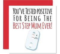 Divertente biglietto per la festa della mamma per la matrigna - Positive Best Step Mum Ever - Biglietto di auguri di compleanno per matrigna da figlia figlio, matrigna, regalo di compleanno, 145mm