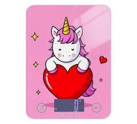 Divertente bilancia per alimenti a forma di cuore e unicorni, facile da pulire, per uso domestico, 5 kg/5 g, bilancia essenziale da cucina con 4 unità per arrostire la dieta dimagrante (batterie non