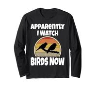 Divertente Birdwatching Apparentemente guardo Gli Uccelli Ora Birding Maglia a Manica