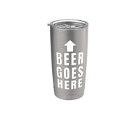Divertente birra va qui testo grassetto e freccia bere umorismo Bicchiere termico in acciaio inox doppia parete