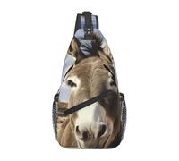 Divertente borsa a tracolla con motivo asino, borsa a tracolla da viaggio, escursionismo, zaino per donne e uomini, nero, taglia unica, Nero, taglia unica