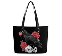 Divertente borsa a tracolla da donna con teschio e corvo e merlo