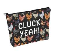 Divertente borsa cosmetica a forma di pollo Cluck Yeah borsa cosmetica per proprietario di polli borsa per il trucco regalo per amanti dei polli, Cluck Sì B