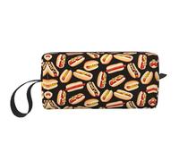 Divertente borsa cosmetica portatile con stampa di hot dog, custodia da viaggio, borsa organizer con cerniera per un accesso rapido