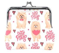Divertente borsa da donna con chiusura a bacio per cane Pomerania a forma di cuore borsa per il cambio di denaro, carino cuore amore cane Pomerania, UNITALLA carino, Carino Cuore d'Amore Cane