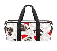 Divertente borsa da palestra con cucciolo di carlino con zampa di cane, borsa da palestra, borsa da viaggio, borsa da viaggio, borsa per attrezzatura da donna e uomo, Multicolore, 17.7x9x9 inches
