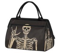 Divertente borsa da palestra con teschio per uomini e donne, teschio umano scheletro da viaggio sport borsone impermeabile weekend pernottamento borsa leggera bagaglio tote
