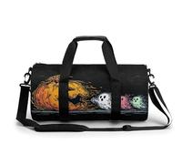Divertente borsa da palestra da viaggio con tre fantasmi di zucca di Halloween per donne e uomini borsa da viaggio cilindrica borsa da allenamento sportiva con tracolla