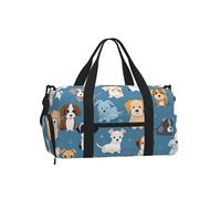 Divertente borsa da palestra per uomo e donna, borsa da viaggio con simpatico cucciolo con scomparto per scarpe, impermeabile, per sport, notte, danza, yoga, borsa da portare con sé