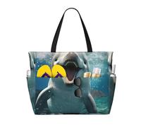 Divertente borsa da spiaggia con stampa di delfini e animali, borsa elegante per il fine settimana, riutilizzabile, leggera, per palestra, picnic, campeggio, donne e uomini