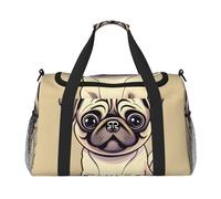 Divertente borsa da trasporto a mano con stampa di cani carlino cartone animato grande capacità per le donne pieghevole Carry On Tote per viaggi in aereo