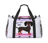 Divertente borsa da trasporto pieghevole con stampa di cani di grande capacità per viaggi di fine settimana in aereo