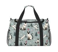 Divertente borsa da trasporto pieghevole con stampa di gatto e albero con cerniera impermeabile per le gite del fine settimana