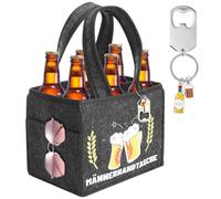 Divertente borsa da uomo per birra, borsa per il trasporto portabottiglie per 6 bottiglie, regali di birra per uomini con apribottiglie, regalo di birra in feltro per uomini, papà e amanti della birra
