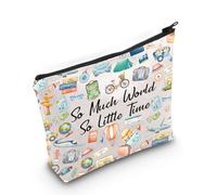 Divertente borsa da viaggio con citazioni di viaggio borsa cosmetica So Much World So Little Time borsa per il trucco regalo per viaggiatori del mondo, Così tanto mondo così poco tempo