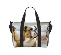 Divertente borsa da viaggio con stampa di bulldog inglese, borsone da viaggio, borsa per oggetti personali, per viaggi, palestra, sport, fine settimana, Nero , Taglia unica