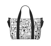Divertente borsa da viaggio con stampa di cane e pecora, borsa da viaggio per adulti, adatta per viaggi, campeggio, picnic