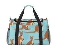 Divertente borsa da viaggio con stampa di canguro e zoo funzionale, borsa da viaggio spaziosa, pieghevole, per il fine settimana