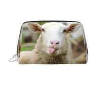 Divertente borsa da viaggio con stampa di pecore birichine e lingua, borsa portatile con tre scomparti interni per accessori, Argento, One Size