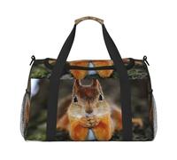 Divertente borsa da viaggio con stampa scoiattolo per la notte, borsa da weekender, borsa da allenamento, borsa da yoga, borsone per oggetti personali per Audlts, Nero , Taglia unica