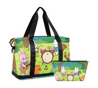 Divertente borsa da viaggio personalizzata con animali da concerto di musica con cinturino regolabile per sport multifunzionale, Divertimento Musica personalizzata Animale da concerto, 1 size