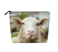 Divertente borsa in canapa finta con lingua di pecorella cattiva, borsa grande e resistente all'acqua, con cerniera, per viaggi quotidiani