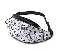 Divertente Borsa in vita Cani Blu Scuro con Cintura Tasca a Tracolla Regolabile sul Petto per Viaggiare Escursionismo Ciclismo Corsa