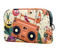 Divertente borsa per cosmetici da donna, con motivo vegetali, per feste, appunti, articoli da toeletta da viaggio, grande, pratica borsa organizer con cerniera, Multi, 18.5x7.5x13cm/7.3x3x5.1in,
