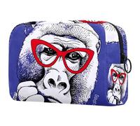 Divertente borsa per cosmetici da donna, con scritta in inglese "Gorila Monkey I Am Cool", per articoli da toeletta da viaggio, grande, pratica borsa organizer con cerniera, Multi,