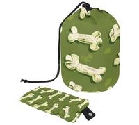 Divertente borsa per cosmetici da viaggio con ossa verdi e zampa di cane, borsa per trucchi da donna, borsa da viaggio pieghevole con coulisse, borsa da toeletta portatile, Fun Green Bones Dog Paw,