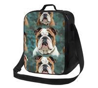 Divertente borsa per il pranzo con bulldog inglese, per donne e uomini, riutilizzabile, isolata, a prova di perdite, con tracolla regolabile, graziosa borsa per il pranzo per adulti