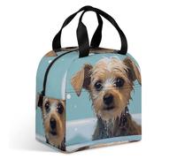 Divertente borsa per il pranzo con cane nella vasca da bagno, per adulti, a prova di perdite, isolata, con cerniera e tasche multiple, grande capacità, per ufficio, lavoro, picnic