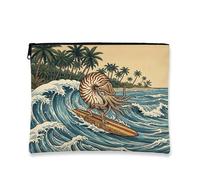 Divertente borsa per il trucco con nautilus tropicale, borsa da viaggio per donne e ragazze, piccola borsa portatile in tela con cerniera, borsa da toilette Sealife 17,8 x 22,9 cm