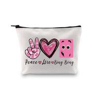 Divertente borsa per il trucco con personaggi dei cartoni animati emozioni Hanppiness regalo pace amore cartone animato fuori viso cosmetico cerniera borsa regalo ispirato anime, Personaggi dell'amore