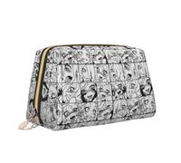 Divertente borsa per il trucco con stampa Ahegao, portatile, versatile, borsa da toilette di grande capacità, borsa cosmetica per le donne, bianco, Taglia unica, Beauty case