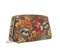 Divertente borsa per il trucco con stampa bradipi borsa da toilette versatile portatile borsa cosmetica di grande capacità per le donne, bianco, Taglia unica, Beauty case