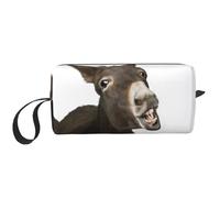 Divertente borsa per il trucco con stampa di asino, borsa per cosmetici resistente, borsa da viaggio per il trucco, regalo essenziale per donne e uomini, bianco, Taglia unica