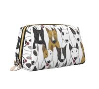 Divertente borsa per il trucco con stampa di cani Bull Terrier Borsa da toilette versatile portatile Borsa cosmetica di grande capacità per le donne, bianco, Taglia unica, Beauty case