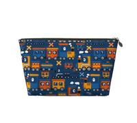 Divertente borsa per il trucco con treno a vapore, trousse da viaggio per articoli da toeletta da donna, borsa per il trucco in pelle, borsa organizer per trucchi carina, Oro, Taglia unica