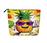Divertente borsa per il trucco da donna con occhiali da sole e frutti di pino, borsa da viaggio portatile con cerniera, organizer