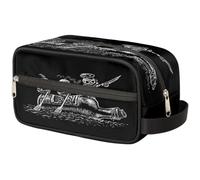 Divertente borsa per il trucco da viaggio con scheletri marinai per donne, uomini, bambini, ragazze, ragazzi, scheletri, teschio, borsa da toilette, cosmetici, articoli da toeletta, organizer per