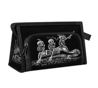 Divertente borsa per il trucco da viaggio con scheletri marinai per donne, uomini, bambini, ragazze, ragazzi, scheletri, teschio, borsa multiuso per articoli da toeletta, cosmetici, articoli da