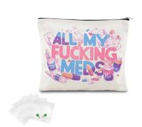 Divertente borsa per il trucco della medicina per donne e uomini borse per medicine per farmaci sacchetto per pazienti amici regali di Natale per infermiere medico, Medicina 3, 6.88*10.23inches